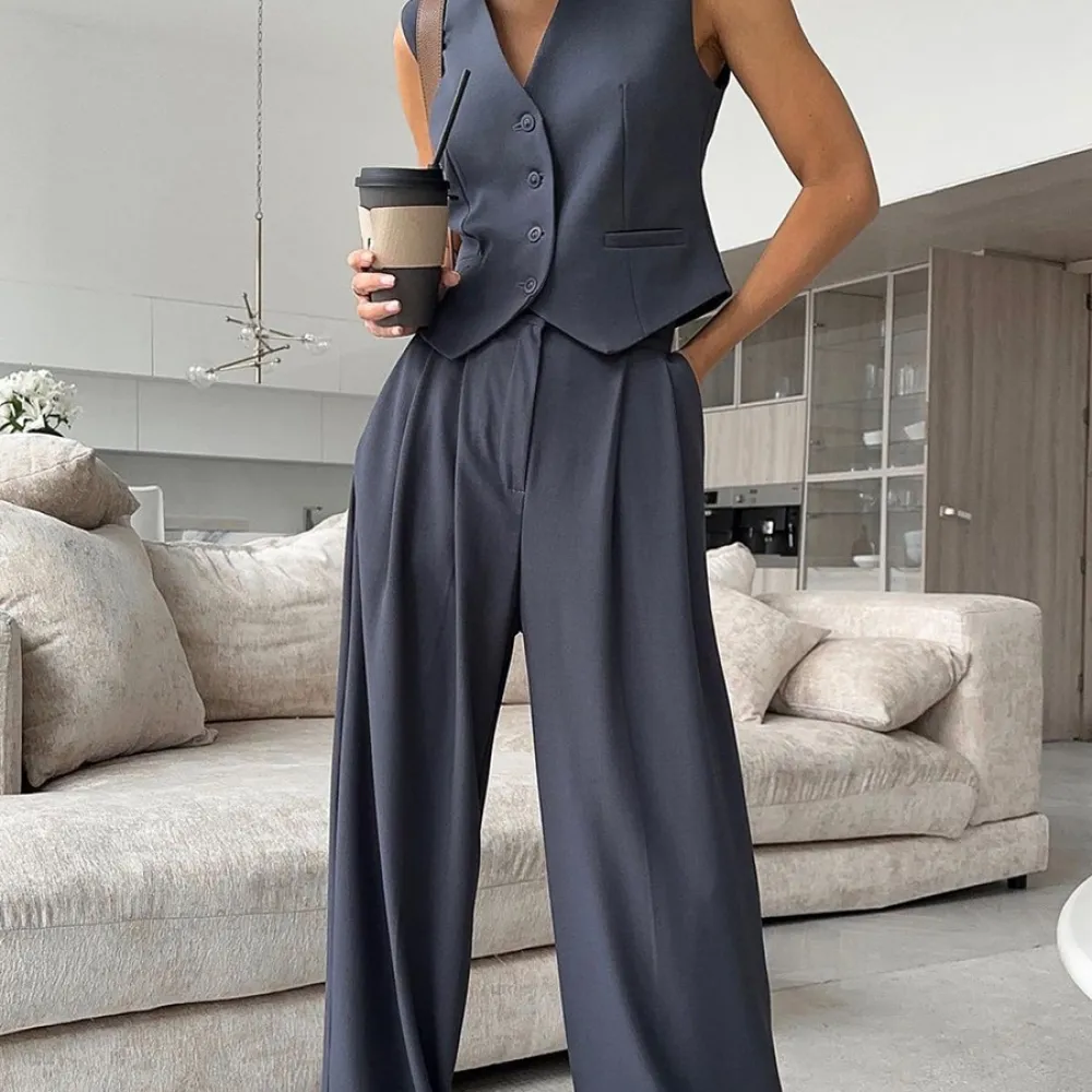 Abito da gilet in tre pezzi e abito da pantaloni da donna per pendolari in stile britannico nuovo autunno e inverno 2023