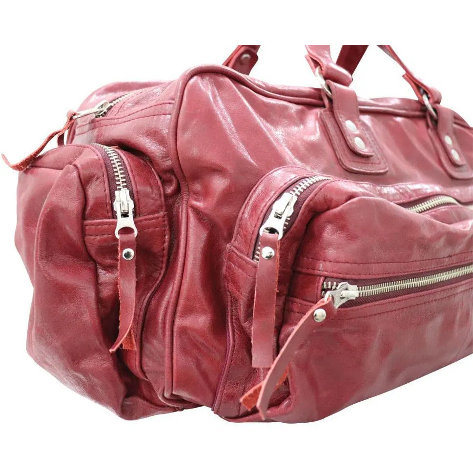 Borsone in pelle bordeaux