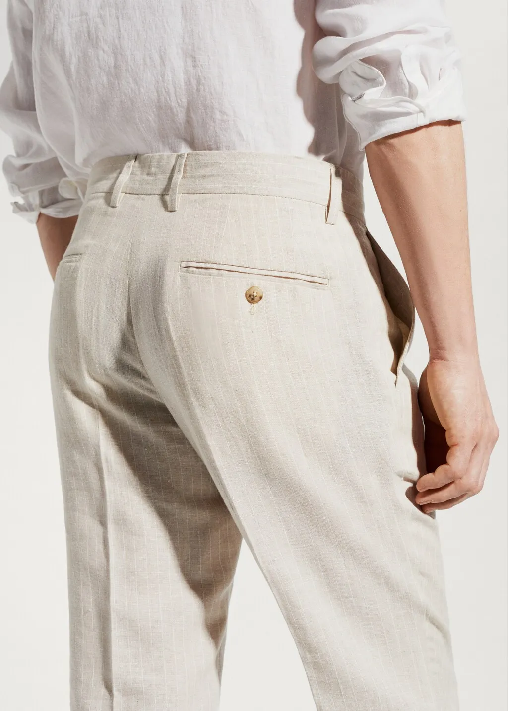 Pantaloni lino gessati