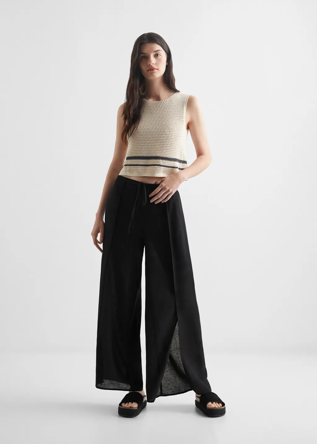Pantaloni lino spacchi