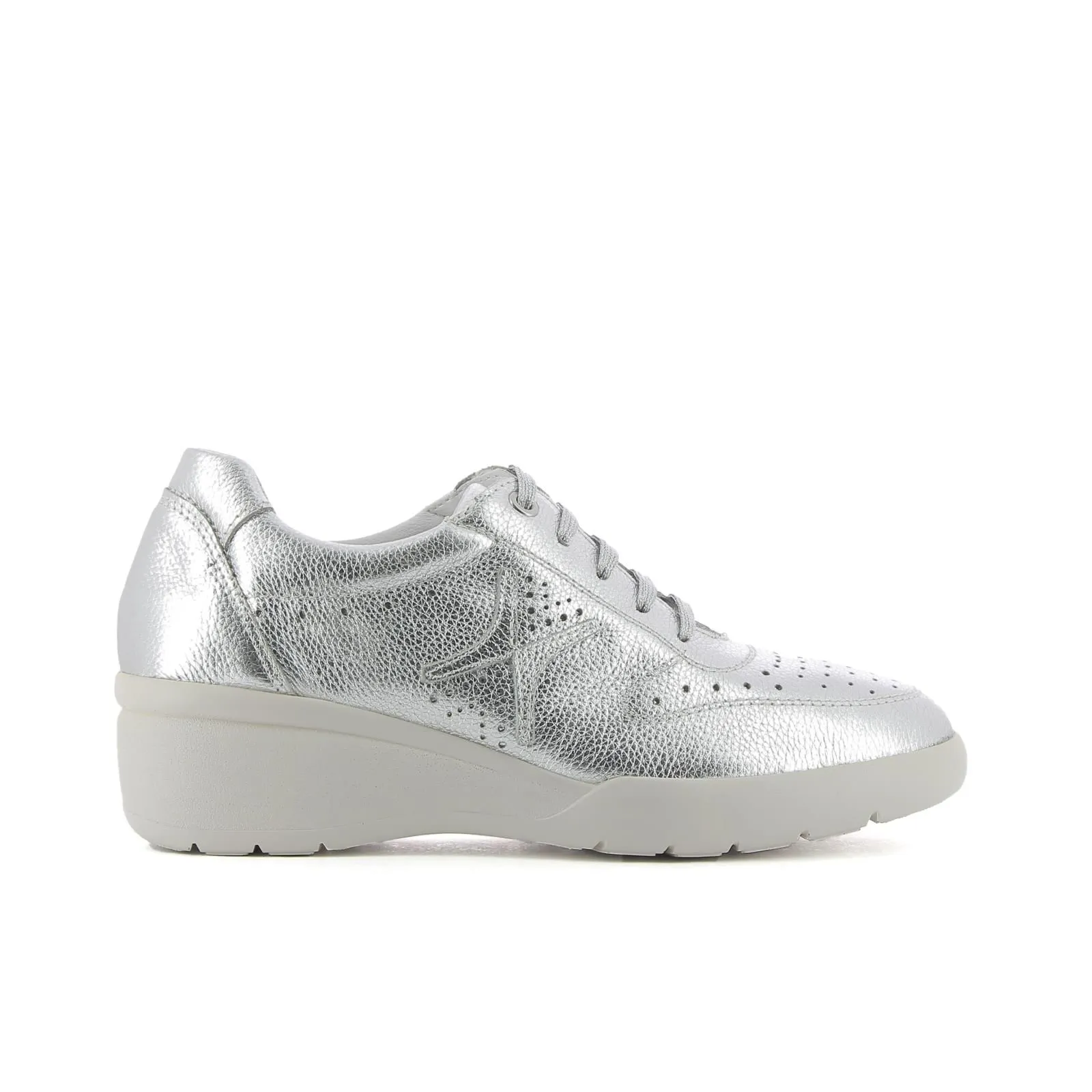 Sneakers argento in pelle